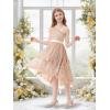 imageLOLANTA Girls Sequin Party Dress One Shoulder Layered Sparkle High Low Dresses for Birthday Graduation PromChampagne
