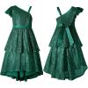 imageLOLANTA Girls Sequin Party Dress One Shoulder Layered Sparkle High Low Dresses for Birthday Graduation PromGreen