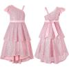 imageLOLANTA Girls Sequin Party Dress One Shoulder Layered Sparkle High Low Dresses for Birthday Graduation PromPink