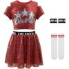 imageLOLANTA Girls Sequins Dance Costumes Sparkly Jazz Latin Hip Hop Clothing Set Shiny Crop Top with Sequin Skirt 512 YearsRed