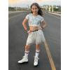 imageLOLANTA Girls Sequins Dance Costumes Sparkly Jazz Latin Hip Hop Clothing Set Shiny Crop Top with Sequin Skirt 512 YearsSilver