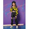 imageLOLANTA Girls Street Dance Costume Hip Hop Checkered Hoodie Sweatshirt Joggers Pants OutfitsYellow1