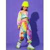 imageLOLANTA Girls Tie Dye Hiphop Dance Clothes Sweatsuit Outfits Sports Crop Tops Joggers SetMulticoloured