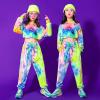 imageLOLANTA Girls Tie Dye Hiphop Dance Clothes Sweatsuit Outfits Sports Crop Tops Joggers SetMulticoloured