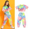 imageLOLANTA Girls Tie Dye Pant Sets Hip Hop Dancewear Outfits Active Neon 2 Piece Cute Clothes GirlMulticolouredshort Sleeve