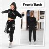 imageLOLANTA Kids 2 Piece Outfits Long Sleeve Cropped Sweatshirt Letter Print Hoodie And Sweatpants Set for GirlsAll Black