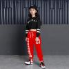 imageLOLANTA Kids 2 Piece Outfits Long Sleeve Cropped Sweatshirt Letter Print Hoodie And Sweatpants Set for GirlsBlackred