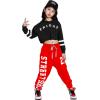 imageLOLANTA Kids 2 Piece Outfits Long Sleeve Cropped Sweatshirt Letter Print Hoodie And Sweatpants Set for GirlsBlackred