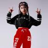 imageLOLANTA Kids 2 Piece Outfits Long Sleeve Cropped Sweatshirt Letter Print Hoodie And Sweatpants Set for GirlsBlackred