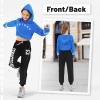 imageLOLANTA Kids 2 Piece Outfits Long Sleeve Cropped Sweatshirt Letter Print Hoodie And Sweatpants Set for GirlsBlue