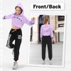 imageLOLANTA Kids 2 Piece Outfits Long Sleeve Cropped Sweatshirt Letter Print Hoodie And Sweatpants Set for GirlsPurple