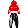 imageLOLANTA Kids 2 Piece Outfits Long Sleeve Cropped Sweatshirt Letter Print Hoodie And Sweatpants Set for GirlsRedblack