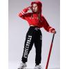 imageLOLANTA Kids 2 Piece Outfits Long Sleeve Cropped Sweatshirt Letter Print Hoodie And Sweatpants Set for GirlsRedblack