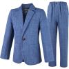 imageLOLANTA Kids Boys Plaid Suit Fashion Blazer Pants Set 2 Piece Formal Wear Outfit for WeddingBlue