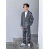 imageLOLANTA Kids Boys Plaid Suit Fashion Blazer Pants Set 2 Piece Formal Wear Outfit for WeddingGrey