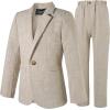 imageLOLANTA Kids Boys Plaid Suit Fashion Blazer Pants Set 2 Piece Formal Wear Outfit for WeddingKhaki