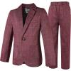 imageLOLANTA Kids Boys Plaid Suit Fashion Blazer Pants Set 2 Piece Formal Wear Outfit for WeddingRed