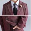 imageLOLANTA Kids Boys Plaid Suit Fashion Blazer Pants Set 2 Piece Formal Wear Outfit for WeddingRed