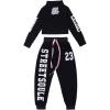 imageLOLANTA Kids Girls Dance Outfit Hip Hop Clothes Long Sleeve Pullover Tops Sweatpants Clothing SetBlack