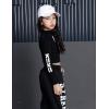 imageLOLANTA Kids Girls Dance Outfit Hip Hop Clothes Long Sleeve Pullover Tops Sweatpants Clothing SetBlack