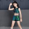 imageLOLANTA Teen Sequins Costume Summer Dance Outfits Kids Hip Hop Clothes Crop Sequin Vest and Shorts Set