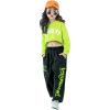 imageGirls Hip Hop Costume 2 Piece Dance Outfits Kids Cropped Hoodie Joggers Pants Clothes SetGreen