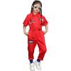 imageLOLANTA Boys Girls Fashion Jumpsuit ZipFront Coveralls Hip Hop Street Dance Outfit Kids Halloween CostumesRed