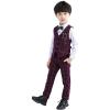 imageLOLANTA Boys Vest Pants Set Plaid Dress Suit with Shirt Kids Tuxedo Formal Wedding Ring Bearer OutfitPurple