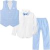 imageLOLANTA Boys Vest Suits 4PCs Wedding Ring Bearer Outfits Wasitcoat Shirt Pants Bow Tie 213 YearsBluewith Shirt