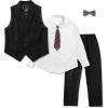 imageLOLANTA Boys Vest and Pants Set Slim Fit Dress Clothes Kids 5 Piece Ring Bearer Outfit Adjustable WaistBlack