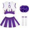 imageLOLANTA Girls Cheerleader Costume Pleated Skirt Set Cheerleader Outfit with Pom PomPurple