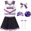 imageLOLANTA Girls Cheerleader Costumes Kids Halloween Costume Glitter Cheerleading Uniform Dress Up Outfit Christmas Gifts 513YPurple