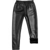 imageLOLANTA Girls Faux Leather Pants Kids Winter Fleece Lined Leggings Fashion Stretchy TrousersBlack