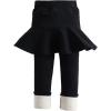 imageLOLANTA Girls Fleece Lined Leggings with Skirt Warm Winter Pants Kids Footless Ruffle PantskirtBlack
