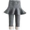 imageLOLANTA Girls Fleece Lined Leggings with Skirt Warm Winter Pants Kids Footless Ruffle PantskirtLight Grey
