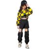 imageLOLANTA Girls Street Dance Costume Hip Hop Checkered Hoodie Sweatshirt Joggers Pants OutfitsYellow1