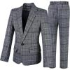 imageLOLANTA Kids Boys Plaid Suit Fashion Blazer Pants Set 2 Piece Formal Wear Outfit for WeddingGrey