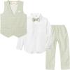 imageLOLANTA Little Kids Formal Suits 4PCS Tuxedos Outfits Long Sleeve Shirts Waistcoat Pants Bow Tie Green 67 Years