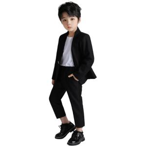 imageLOLANTA Boys Casual Suits Wedding Outfits Kids 2 Piece Gentleman Blazer and Pants Set DresswearBlack