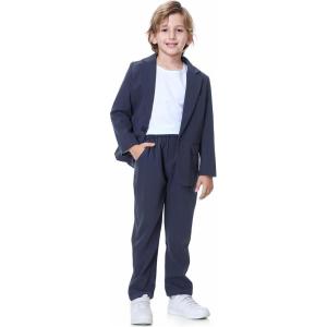 imageLOLANTA Boys Casual Suits Wedding Outfits Kids 2 Piece Gentleman Blazer and Pants Set DresswearBluegray