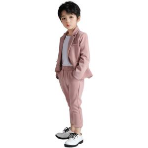 imageLOLANTA Boys Casual Suits Wedding Outfits Kids 2 Piece Gentleman Blazer and Pants Set DresswearPink