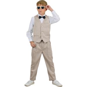 imageLOLANTA Boys Vest Suit 4Piece Formal Suit Set Pretty Texture Kids Birthday Wedding Easter Party Dress Outfits 213 YearsBeige