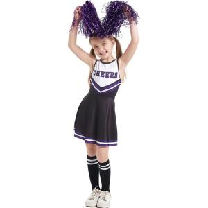 imageLOLANTA Girls Cheerleader Costumes Dresses Cheerleading Outfit Cheer Uniform Pom PomsBlack