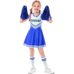 imageLOLANTA Girls Cheerleader Costumes Dresses Cheerleading Outfit Cheer Uniform Pom PomsBlue