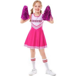 imageLOLANTA Girls Cheerleader Costumes Dresses Cheerleading Outfit Cheer Uniform Pom PomsPink