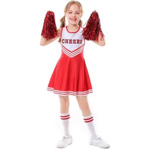 imageLOLANTA Girls Cheerleader Costumes Dresses Cheerleading Outfit Cheer Uniform Pom PomsRed