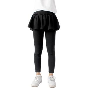 imageLOLANTA Girls Leggings with Skirt School Uniform Pants Kids Casual Stretchy Pleated Pantskirt for 512 YearsBlack