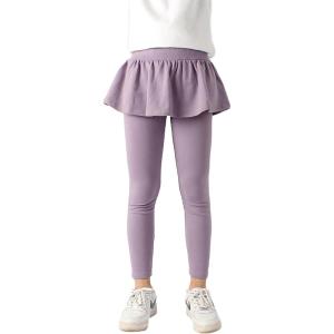 imageLOLANTA Girls Leggings with Skirt School Uniform Pants Kids Casual Stretchy Pleated Pantskirt for 512 YearsPurple