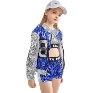 imageLOLANTA Girls Sequin Dance Costume Sparkle Hip Hop Jazz Dance Dresses Modern Dancing Outfits 416Royal Blue