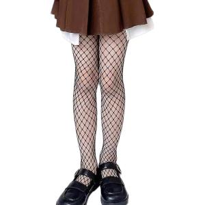 imageLOLANTA Girls Sparkle Tights 2 Pack Fishnet Rhinestone Stockings for Kids Glitter Shimmer Mesh PantyhoseBlackfishnetlarge